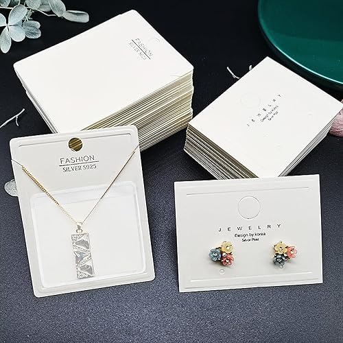 Miniatura 6 de Honbay 200 bolsas de cadena autoadhesivas para collares, bolsas de joyería con bolsillos para sostener cadenas sueltas, suministros de joyería