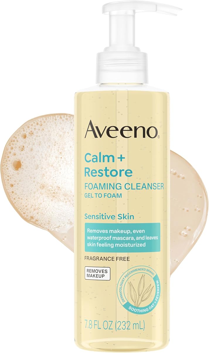 Limpiador de espuma Calm + Restore, sin fragancia, 7.8 fl. oz | Limpiador de espuma para pieles sensibles, elimina el maquillaje, formulado con avena calmante, matricaria y ácido hialurónico