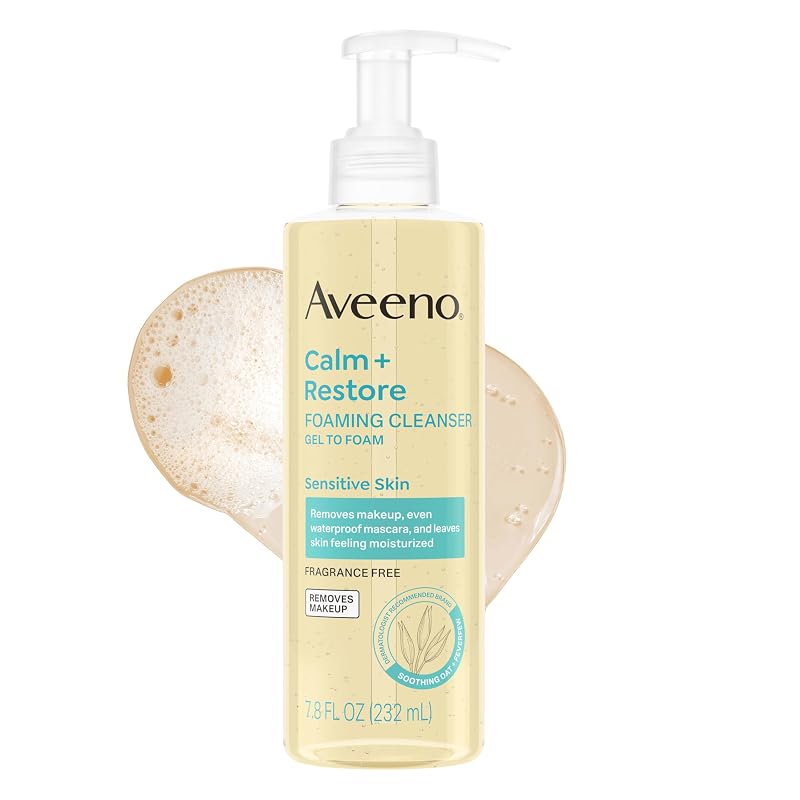 Aveeno Calm + Restore Limpador Facial Espumante sem Fragrância, 230 mL
