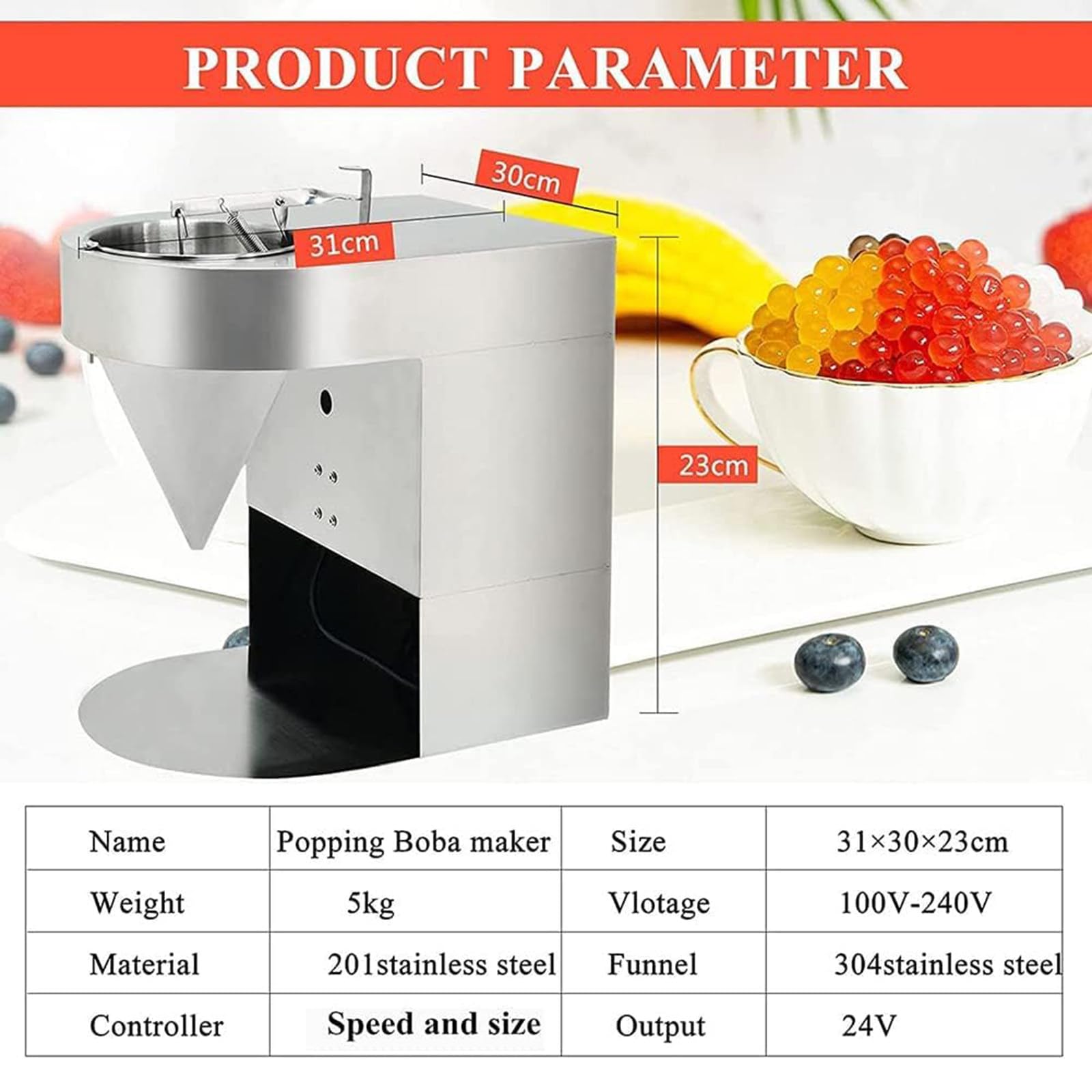 Bubble Tea Pearl Maker Popping Boba Machine 50 kg/h Automatic Tapioca Pearl Maker