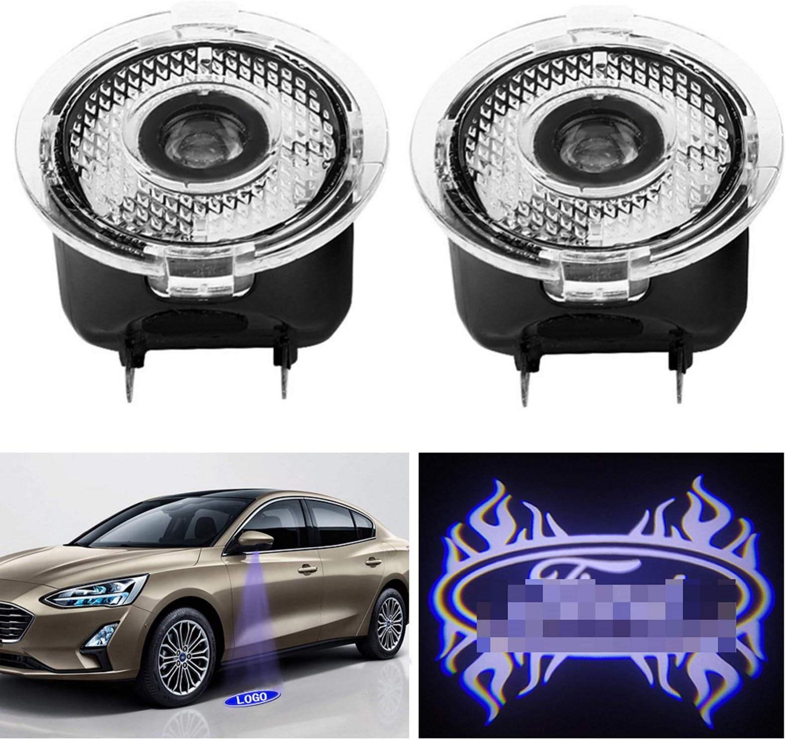 Car Side Mirror Puddle Light,Welcome Lights Projector Ghost Shadow Led Lamp for F150(FX4) / EDGE/Explprer/Taurus Accessories（FIRE)