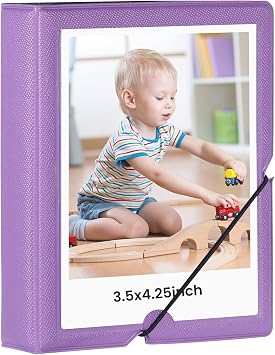 Lifting Polaroid Photo Album Book with 32 Pockets 3.5x4.25 inch Pictures Photos Fits for Fujifilm Instax Wide Square Photos and Polaroid i-Type, 600, SX-70 instant photosPurple
