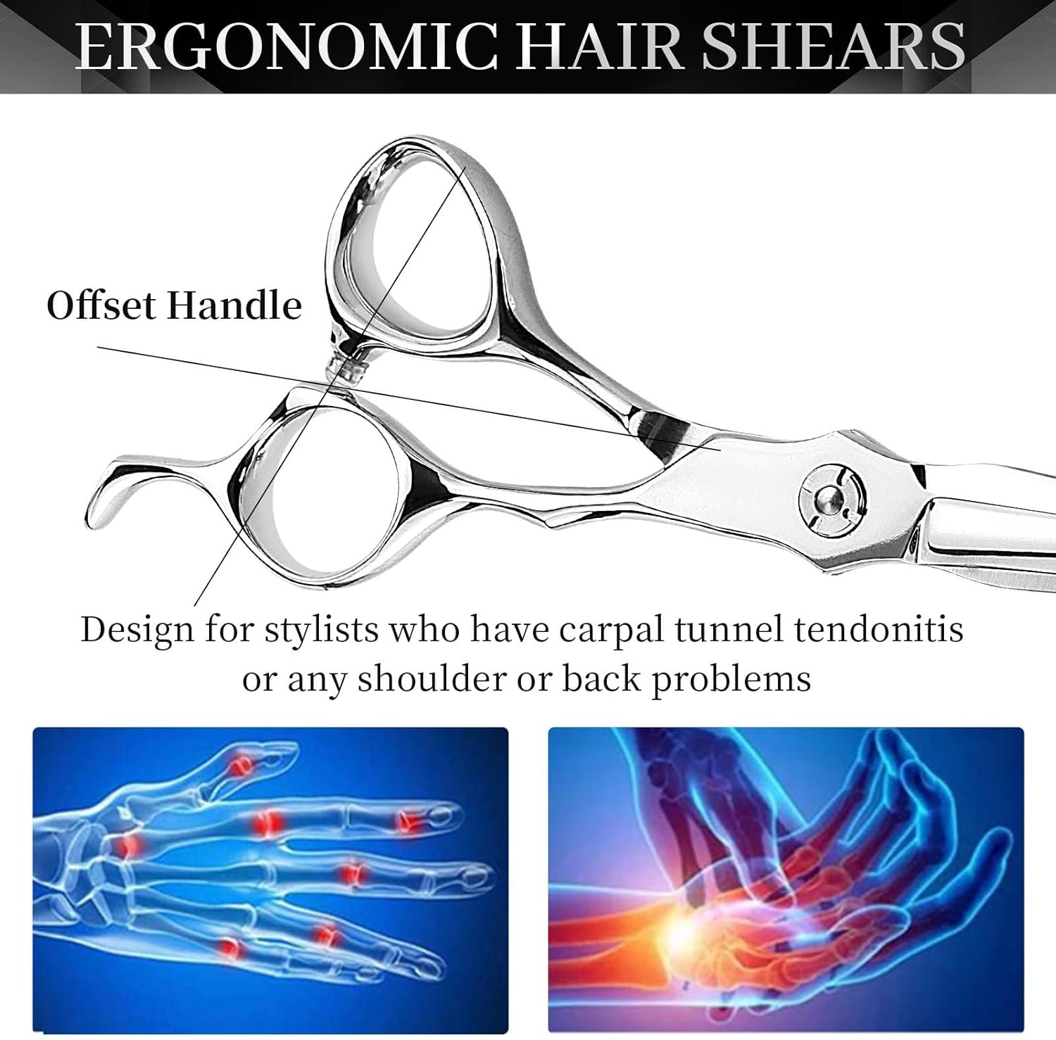 Hair Cutting Shears, 6 Inch Hairdressing Scissors Japan 440C Silver Professional Hair Scissor Salon Hair Cutting Shears Barber Shop Thinning Shears