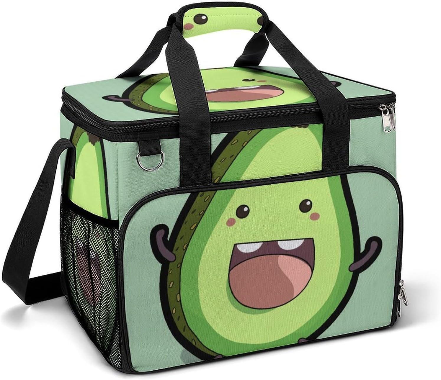 Insulated Picnic Backpack Tote Bag, Large Capacity 30L Happy Cow Fruit Cooler Bag Leakproof Beach Bags Portable Lunch Box Waterproof Picnic Basket for Beach Camping BBQ