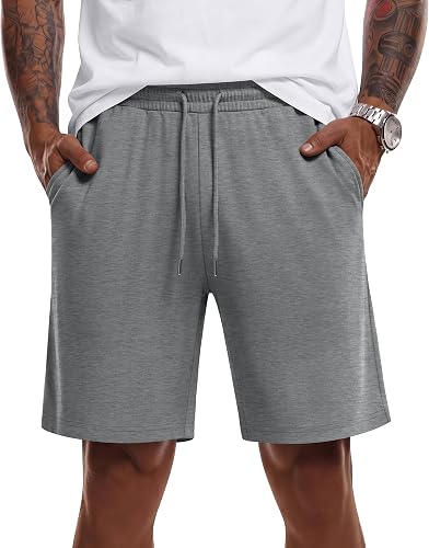 Modoo Vaylah Men Athletic Sweat Shorts, Light Mixed Gray, Small