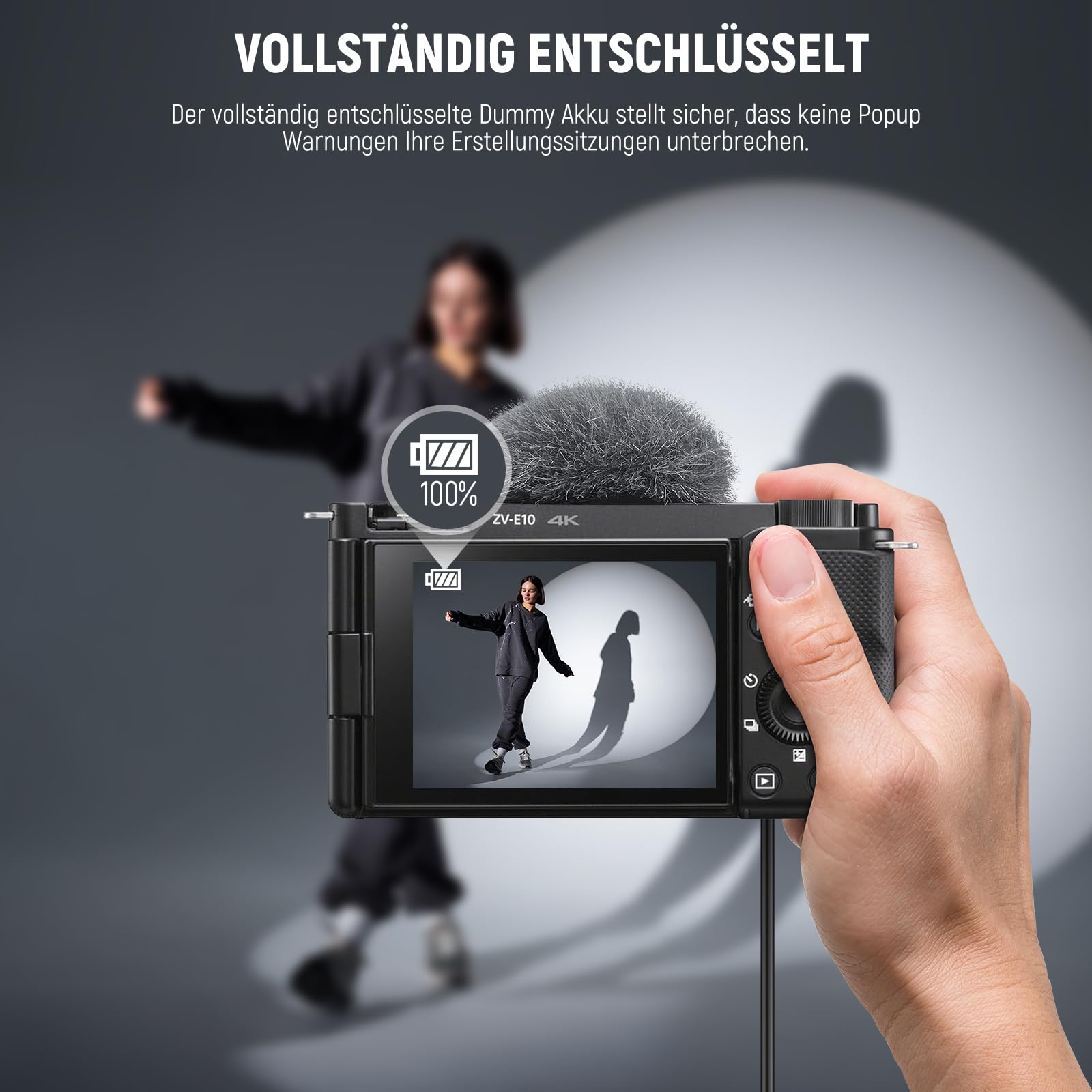 NEEWER D Tap to NP-FW50 - Fälschungsakku mit V-Kabel, stabile Dauerspannung für Sony ZV-E10 A3000 A5000 A5100 A6000 A6100 A6300 A6400 A6500 A7 II A7R II