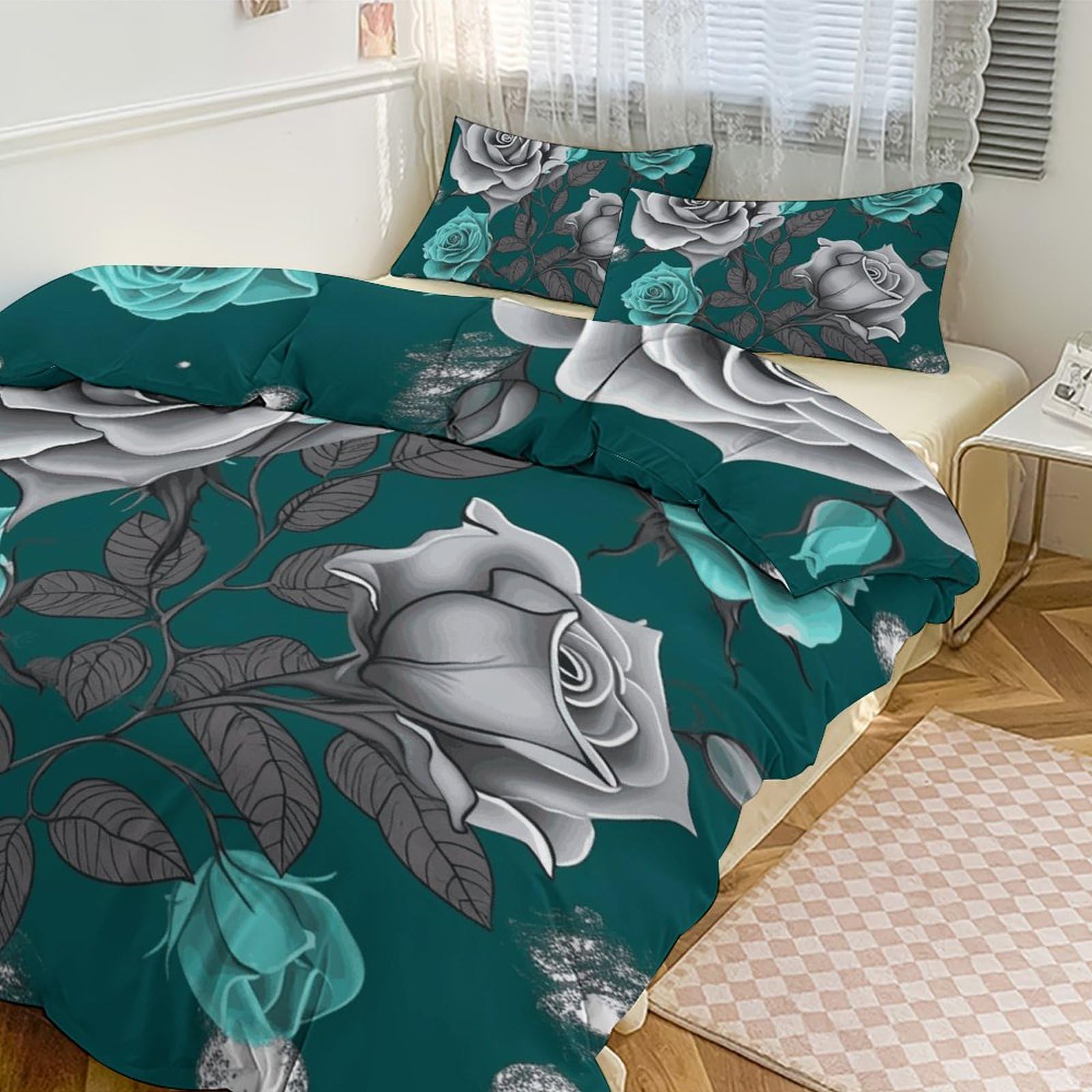 Parure de lit 3 pièces anti-plis pour grand lit d'hôtel et de maison