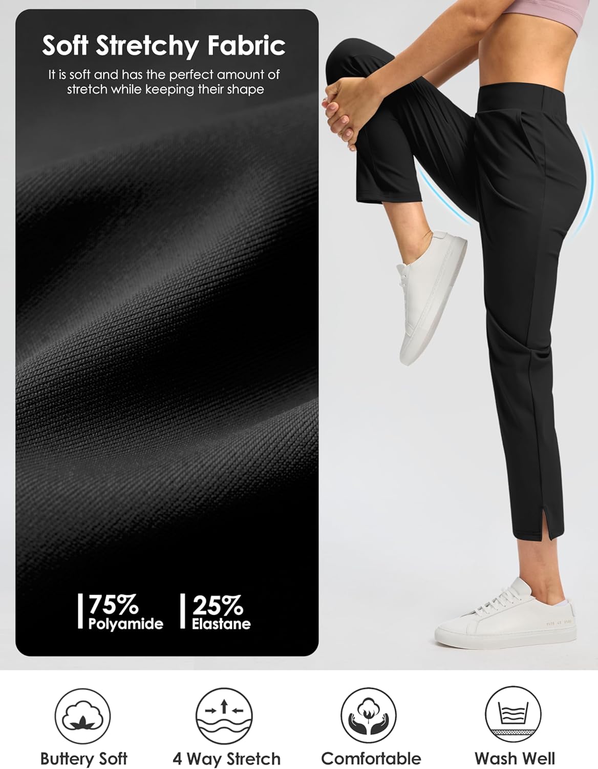 G GRADUAL Women's Pants Ankle 7/8 Golf Pants 3 Pockets Stretchy Petite Travel Pants Inner Drawstring for Work Business Casual - Image 5