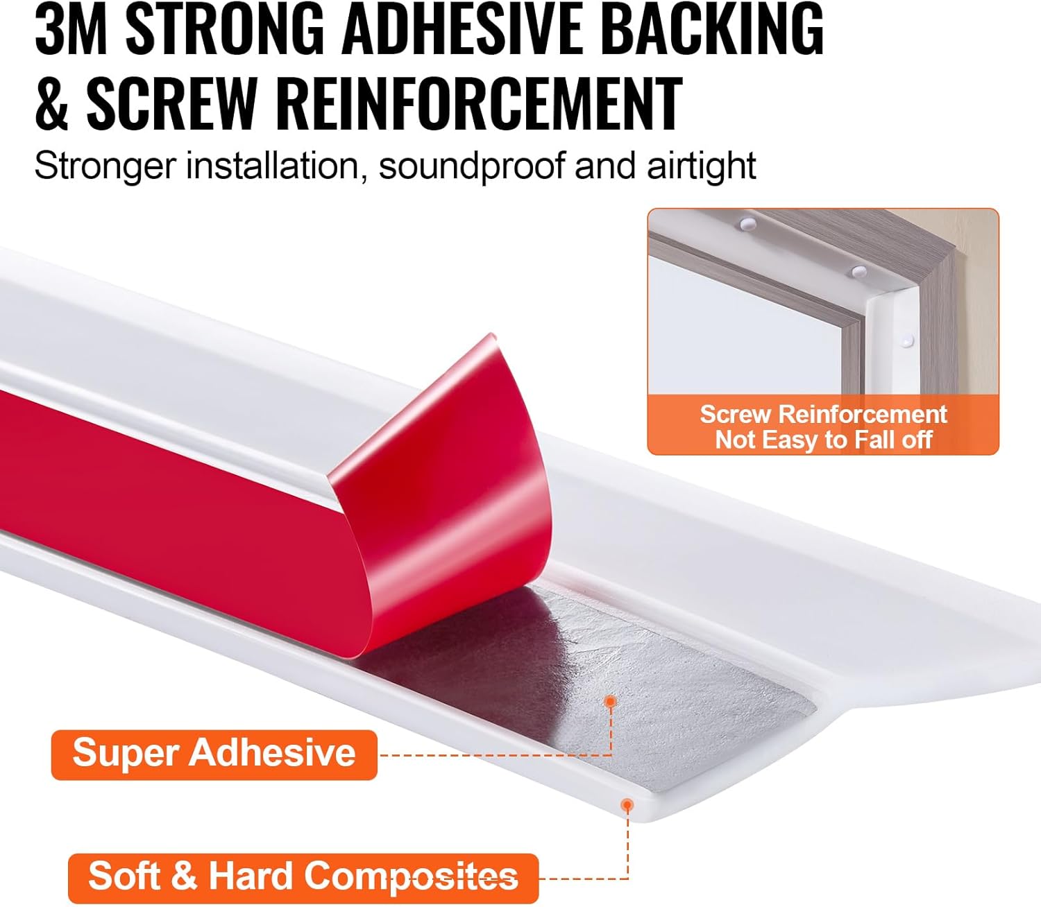 Happybuy Garage Door Seal Top and Sides Seal Strip,White, 34 FT Universal Weather Stripping Replacement Soft and Hard Composite, Weatherproofing Garage Door TPE Seals with Adhesive Backed and Screws