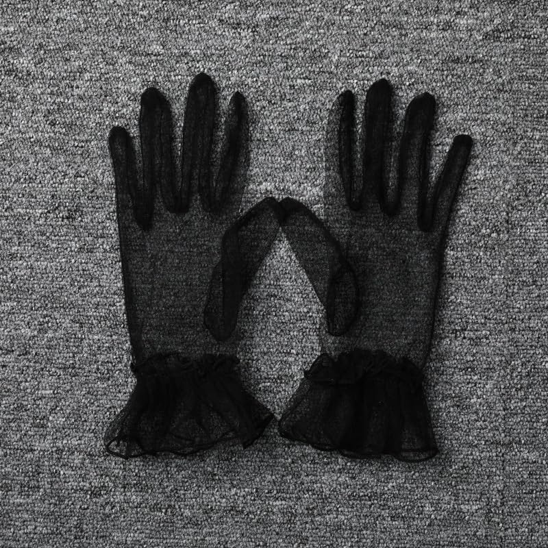 Women's Short Gloves for Wedding Full Finger Bridal Party Evening Dress Gloves Sheer Mesh2