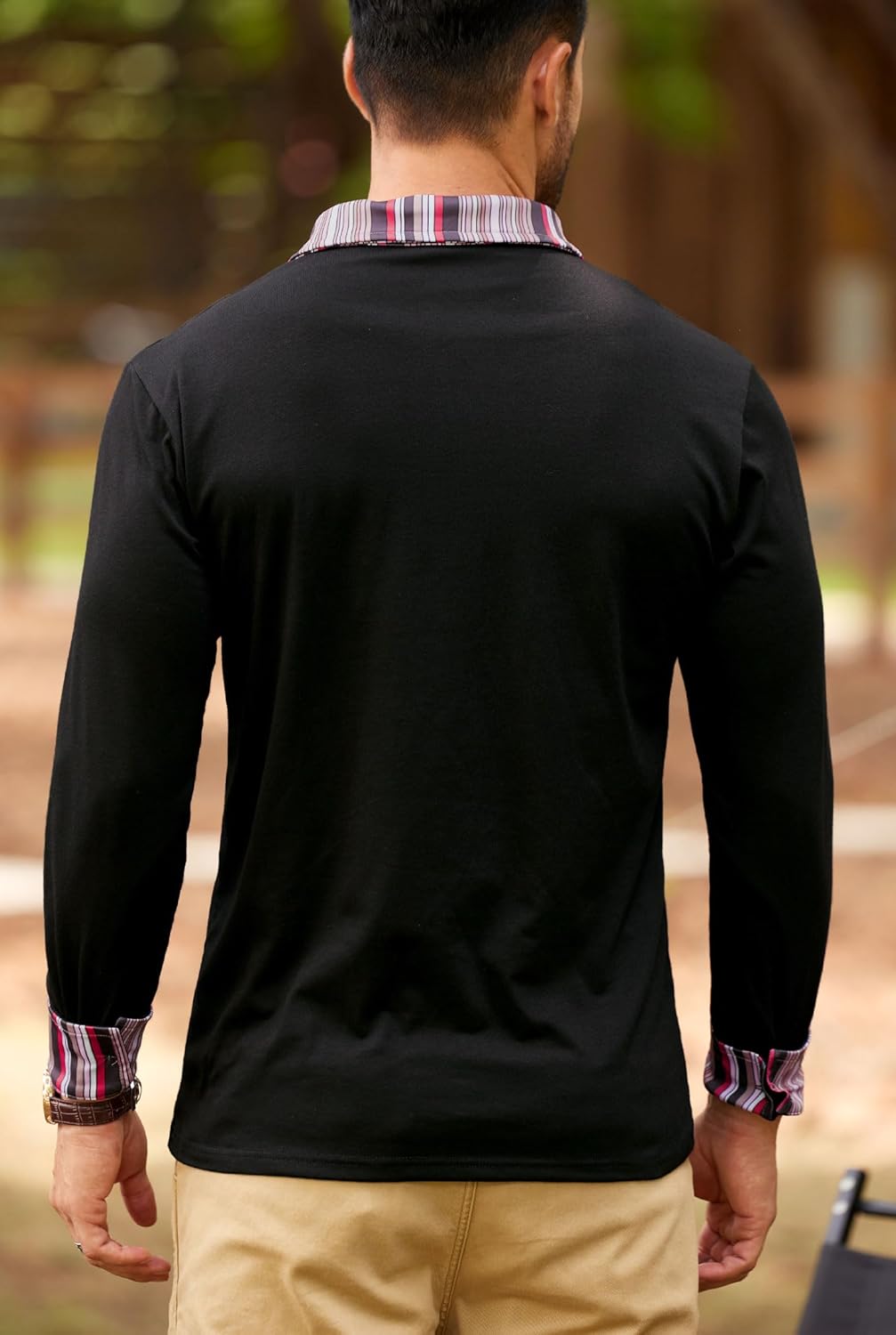 Mens Striped Golf Polo Shirts Color Block Long Sleeve Casual Shirt (S-XXL) - Image 6
