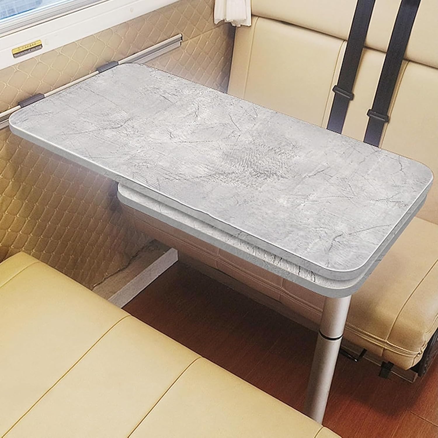 Foldable RV Table, Camper Table, Wall Mounted RV Tables, Double Layer Swivel Tables Legs, The Lower Tabletop Can Rotate 360°, For Pontoon Truck Travel Trailer(Gray)