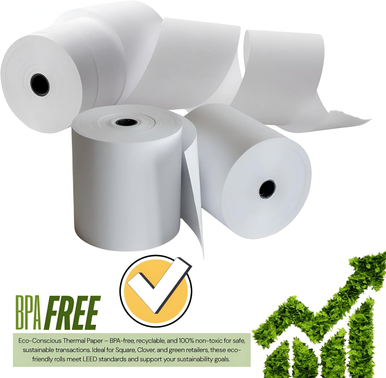 (20 Rolls) 3 1/8' Premium Thermal Paper Rolls BPA-Free 80mm Thermal Receipt Paper for POS Systems, Clover, Square Terminal, Epson, Star TSP100lI, Debit/Credit Card Machines, Cash Registers