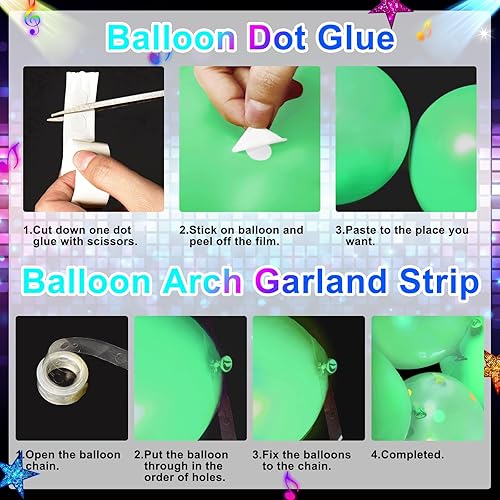 Miniatura 7 de Decoraciones de fiesta de los años 70, 280 piezas de decoraciones de fiesta de discoteca de los años 70, telón de fondo Let's Boogie, globos de