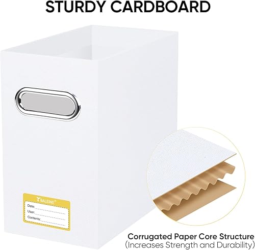 Miniatura 3 de BALEINE Caja organizadora de archivos, organizador de carpetas de archivos de cartón con asa para tamaño carta, caja de archivos plegable portátil