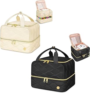 YOREPEK Nail Polish Organizer Case Holds 42+ Bottles (15ml/0.5 fl.oz), 2-Layer Nail Kit Bag with Compartments for Nail Supplies, UV Lamp, Nail Tech Organizers and Storage for Manicure Tools
