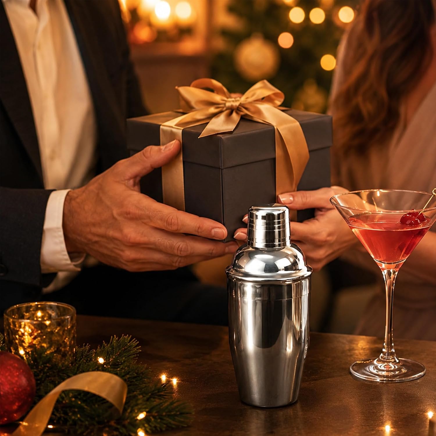 Zrorgons Stainless Steel Cocktail Shaker - Classic Martini Mixer with Built-in Strainer, Perfect for Home Bar or Bartender Gift - Compact and Portable 11.8oz (350ml) Size for Single Martinis