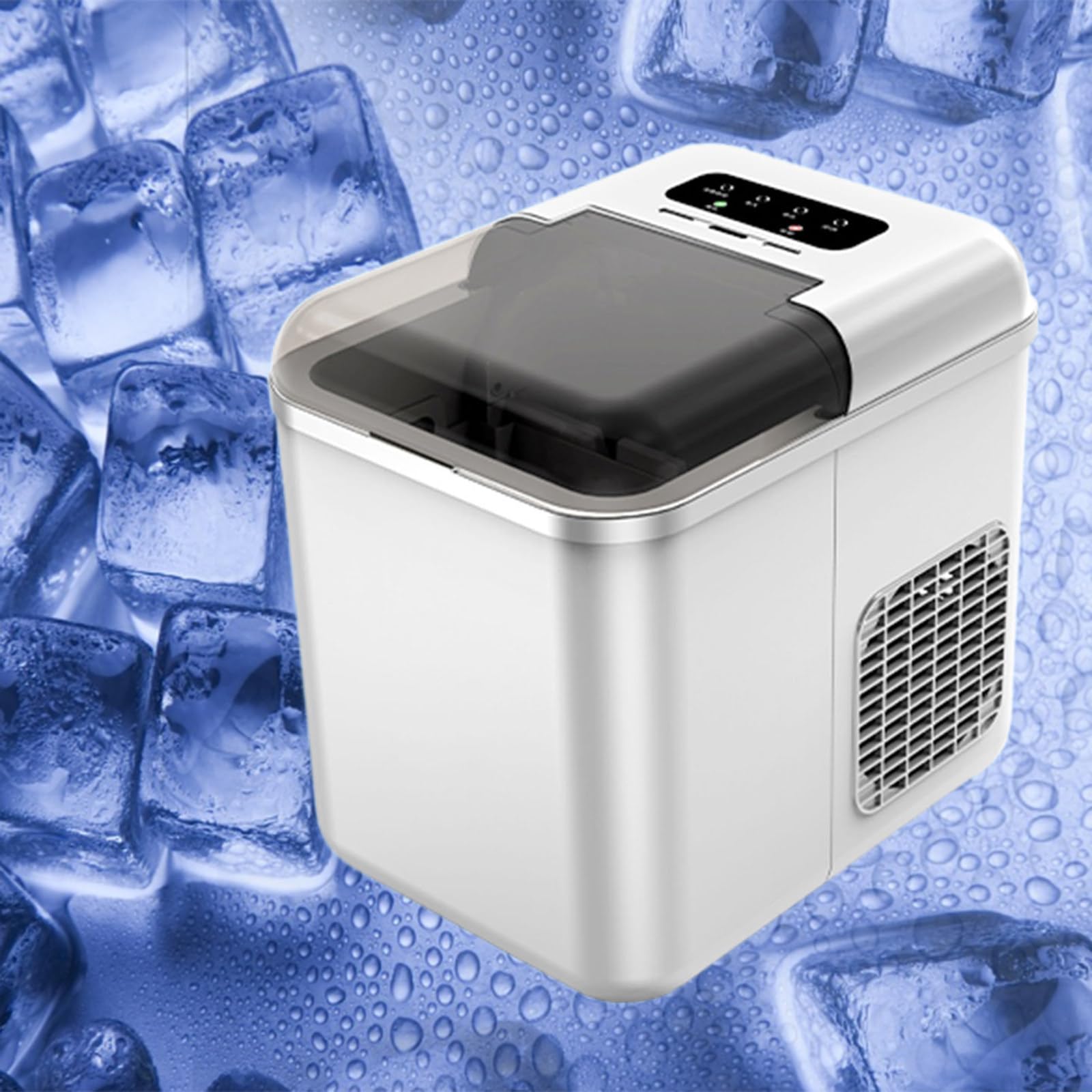 Máquina para Hacer Hielo en encimera: máquina para Hacer Cubitos de Hielo portátil, Cesta de Hielo de 2,6 Libras con Hielo Tipo Bala en 6 Minutos, Ventana y Pala de Nivel
