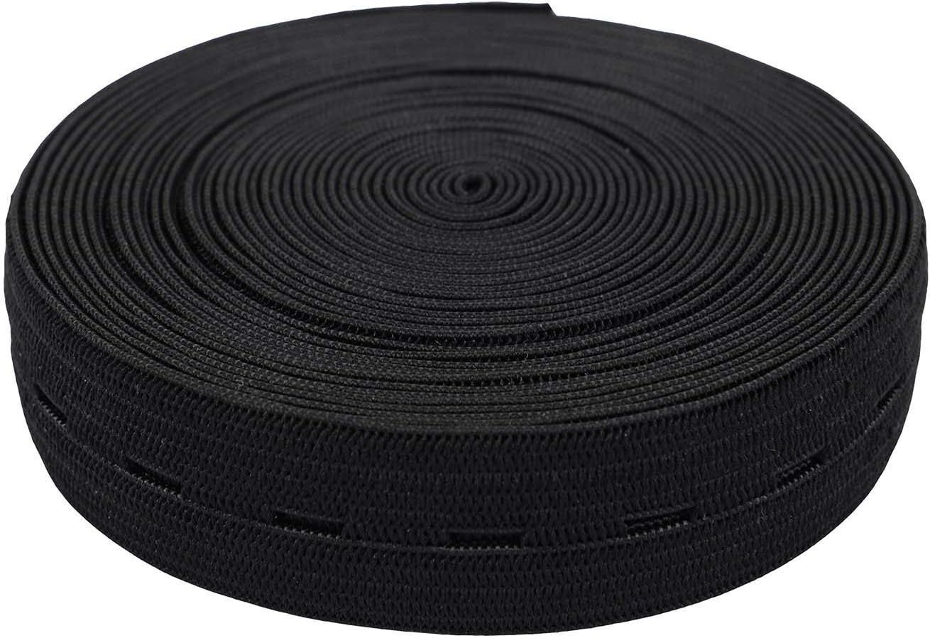 WedDecor Buttonhole Elastic, Elastic Band with Holes Elastic Button