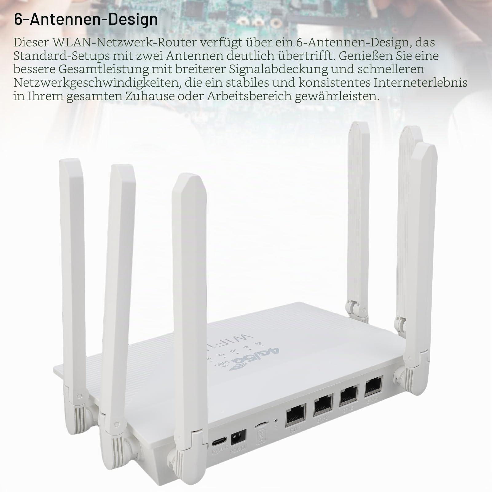 ASHATA 4G 5G LTE-WLAN-Router mit SIM-Kartensteckplatz, 300 Mbit/s WiFi6-Hotspot-Router, USB-Modem Unterstützt Bis zu 32 Geräte mit 6 Antennen für das Heimbüro