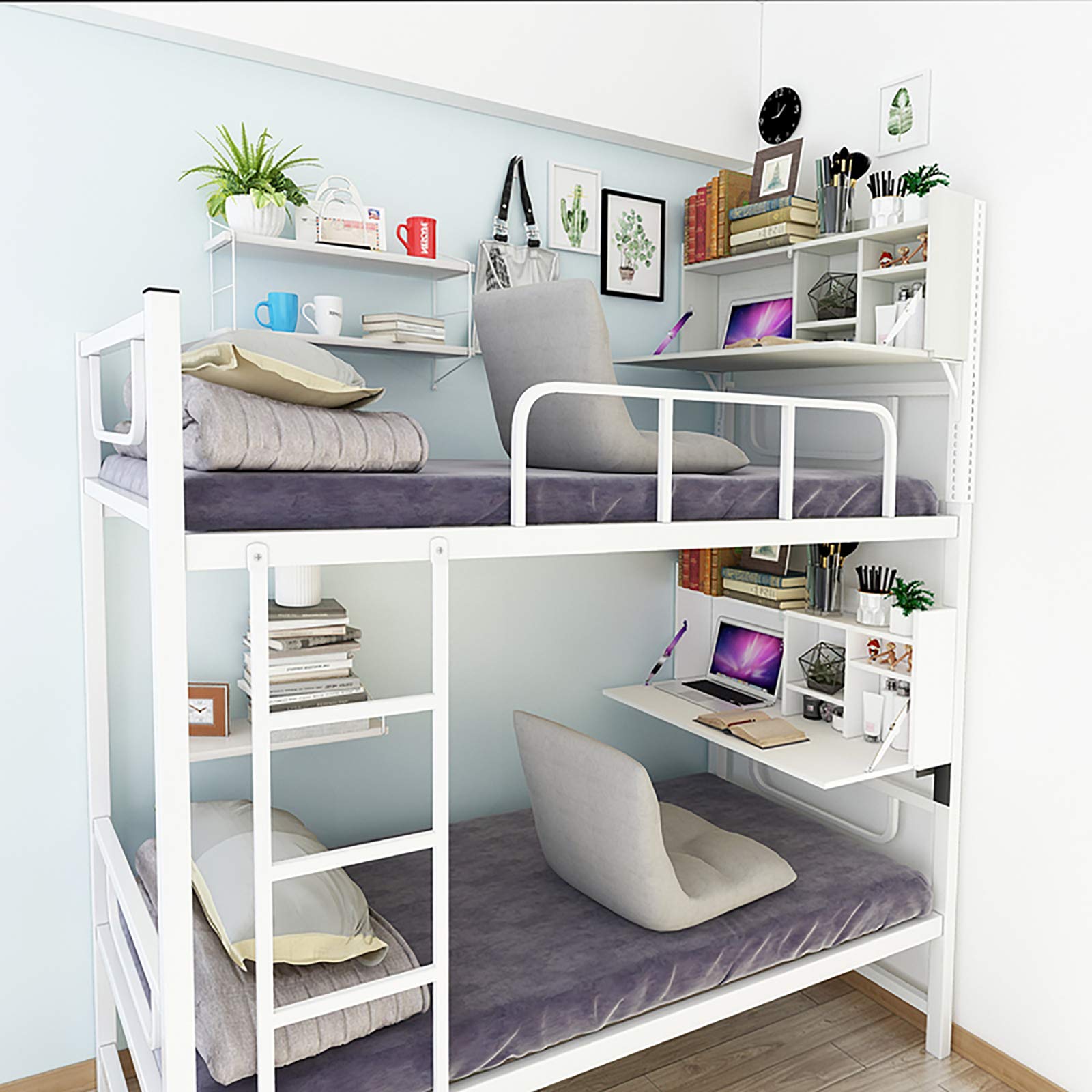 Escritorio Montado En La Pared con Estantes De Almacenamiento, Mesa Plegable De Hoja Abatible Mesa De Pared, Escritorio De Computadora Flotante Que Ahorra Espacio Oficina En El Hog