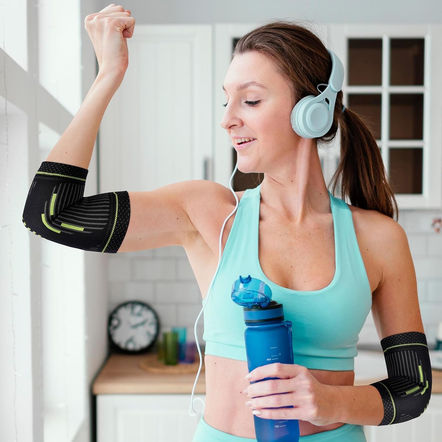 Leosportz� Elbow Support for Gym (1 Pc) - Elbow Brace for Men Women Workout | Elbow Compression Sleeves for Tendonitis Pain Relief, Tennis, Volleyball, Cricket - Elbow Pain (XL, Green) 4