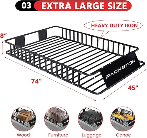 Miniatura 8 de Cesta de carga mediana para SUV y minivan de 64 x 45 x 8 pulgadas