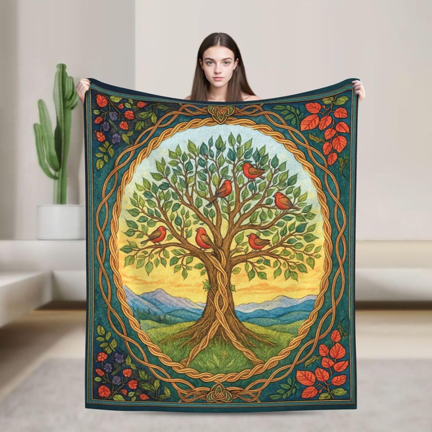 Tree of Life Blanket Tree Throw Blanket Soft Warm Cozy Fleece Fuzzy Plush Flannel Blankets Gifts for Boys Girls Women Kids Adults 40"X50" - Image 7