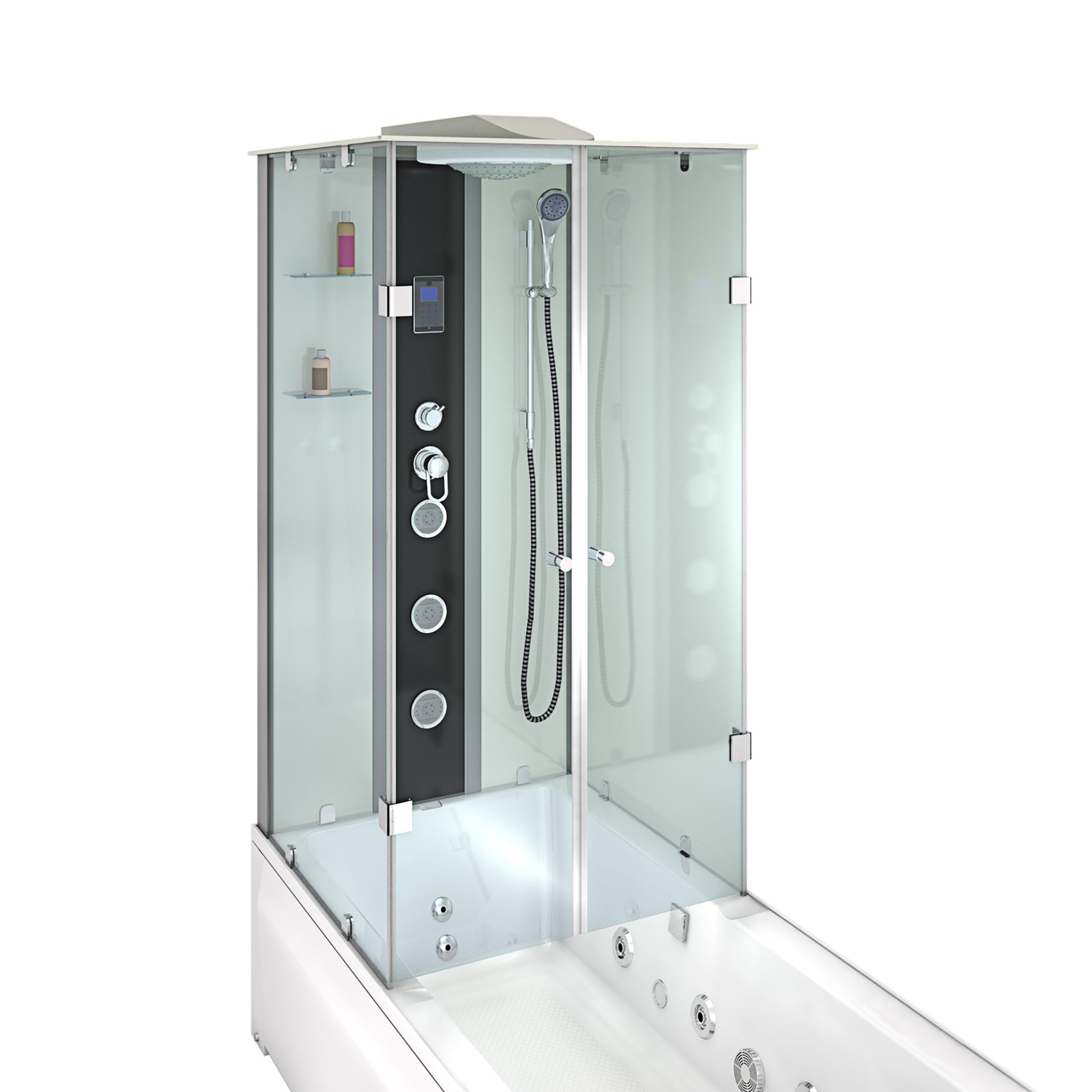 AcquaVapore Whirlpool Dusche Kombination K05-R01-WP-EC Duschtempel 90x180 cm mit 2K Scheiben Versiegelung