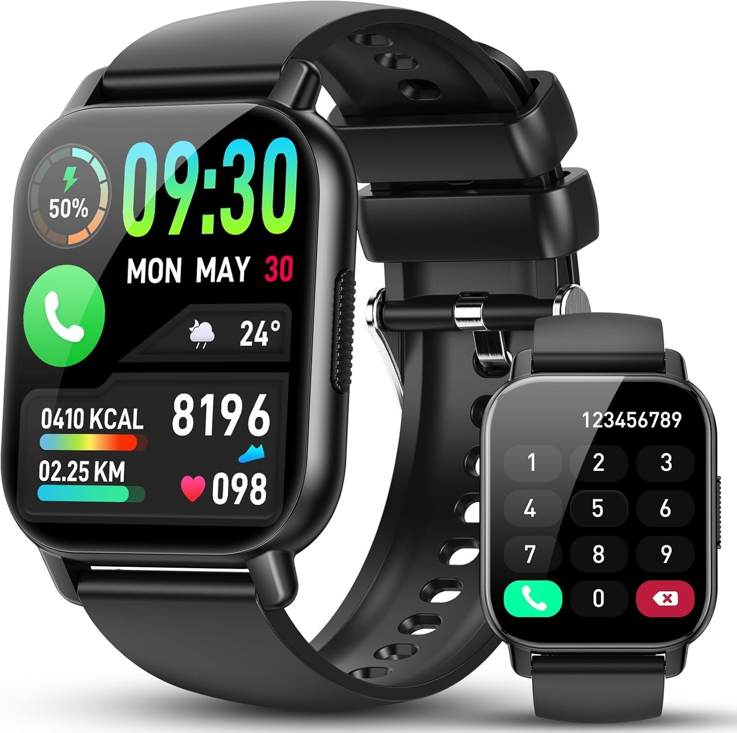 Smartwatch Uomo Donna, 1.85"Orologio Smartwatch con Effettua/Risposta Chiamate,112+ Sportive Smart Watch con Sonno/Cardiofrequenzimetro/Contapassi, Impermeabil IP68 Orologio Fitness per iOS Android