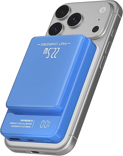 Banco de energía magnético, banco de energía inalámbrico de 10000 mAh con carga rápida de 22.5 W, puertos USB-C y pantalla LED, cargador portátil