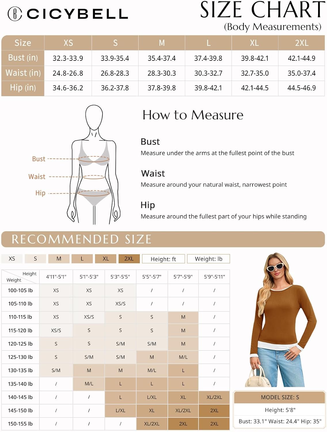 Cicy Bell Womens Long Sleeve Tops Patchwork Crewneck Slim Fit Shirts Going Out Casual Fall Basic Tees - Image 7