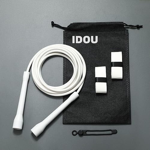Cuerdas de salto de PVC blanco para fitness de 0.197 in  con asas de ABS irrompiblescuerda de salto de velocidad ajustable para interiores y