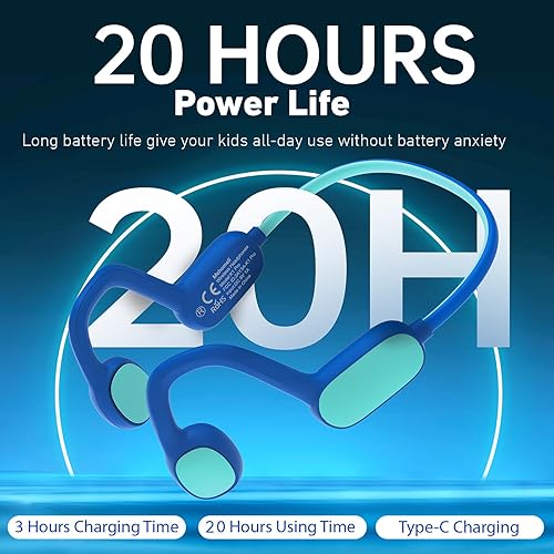 Miniatura 6 de Paquete de 2 auriculares para niños, Bluetooth 5.2 de conducción de aire abierto, limitación de volumen de 85 dB, sonido estéreo con micrófono, IPX5