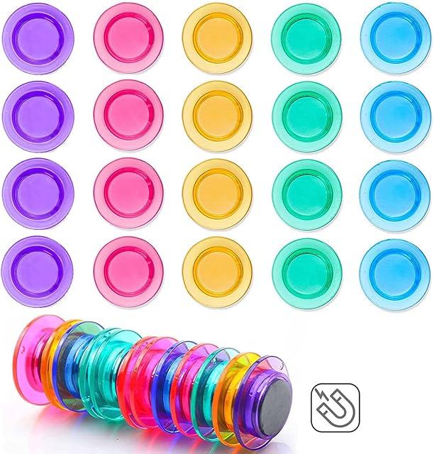 DONGDA 20 PCS Strong Magnets Refrigerator Magnets Colourful Whiteboard Magnet Organizer Decorative Fridge Magnets for Office Whiteboard Notice Board Planning Magnets Locker Accessories Fridge Magnets
