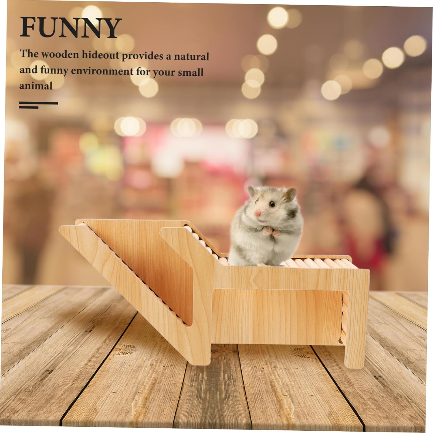 Toyvian Wooden Hamster Hideout House for Small Animals Safe and Cozy Guinea Pig Squirrel and Rat Habitat for Resting and Exploring Rustic Design for Pet Enclosure Decor