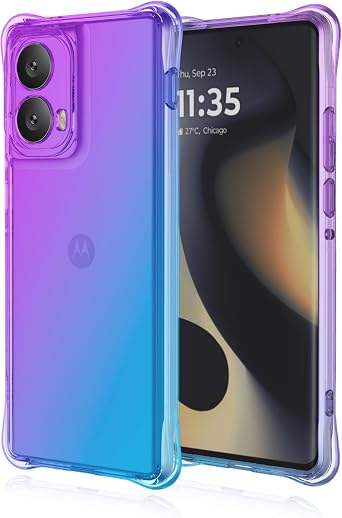 Phone Case for Moto Edge 2024 Case, Crystal Clear Case Gradient Slim Anti Scratch TPU Shockproof Protective Phone Cases Cover for Motorola Edge 2024 5G Purple/Blue
