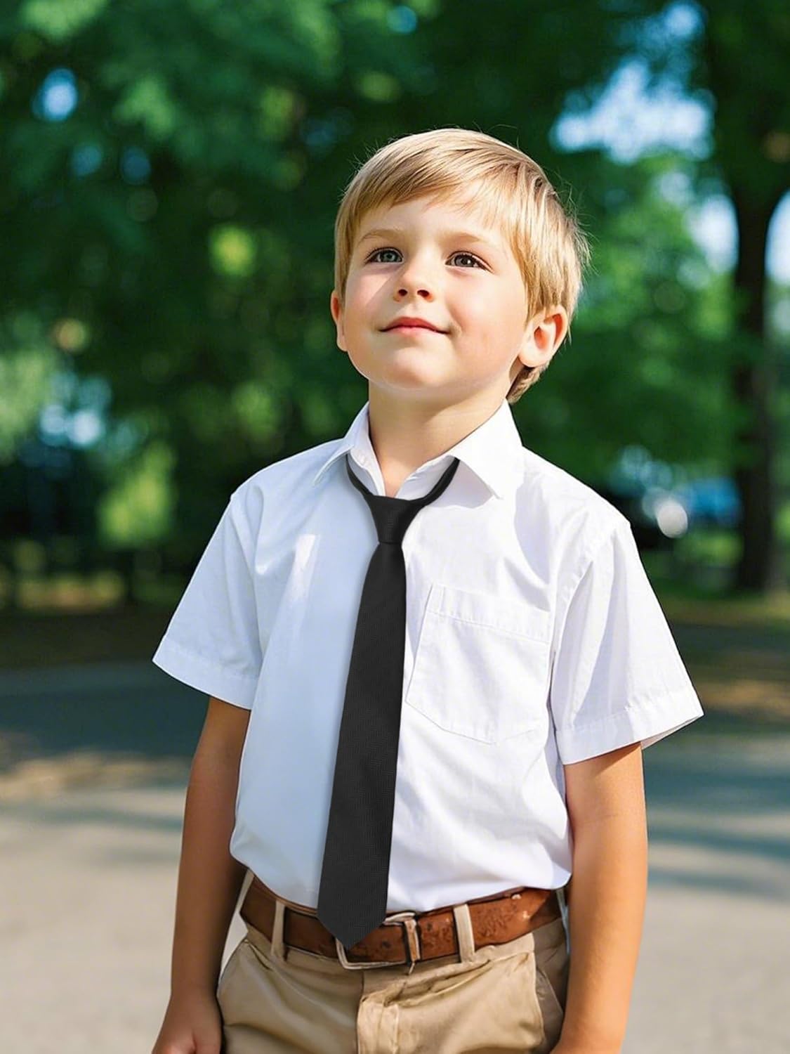 Mantieqingway Boys Tie Sets Solid Color Neckties for Boy Kids Self Ties with Pocket Square Formal Wedding Church Graduation - Image 4