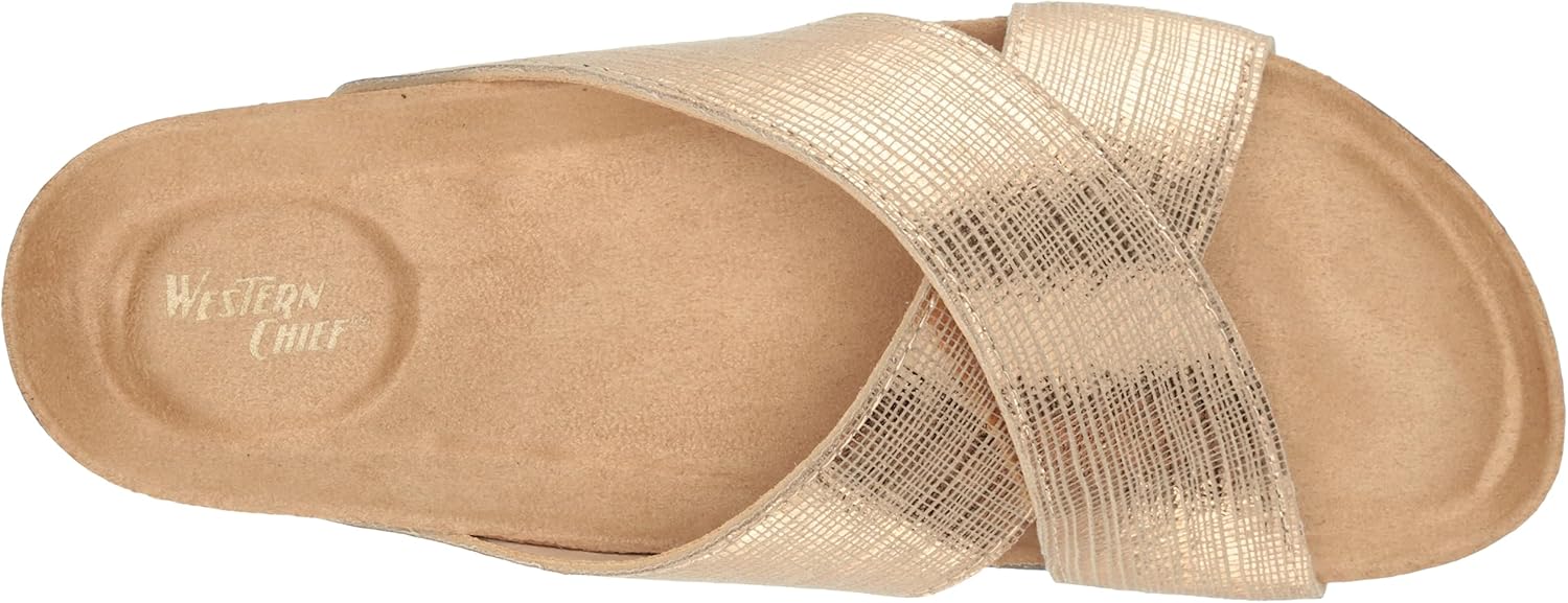 Chief Women's Metallic Cross Sandals, Gold, 【星座】 8