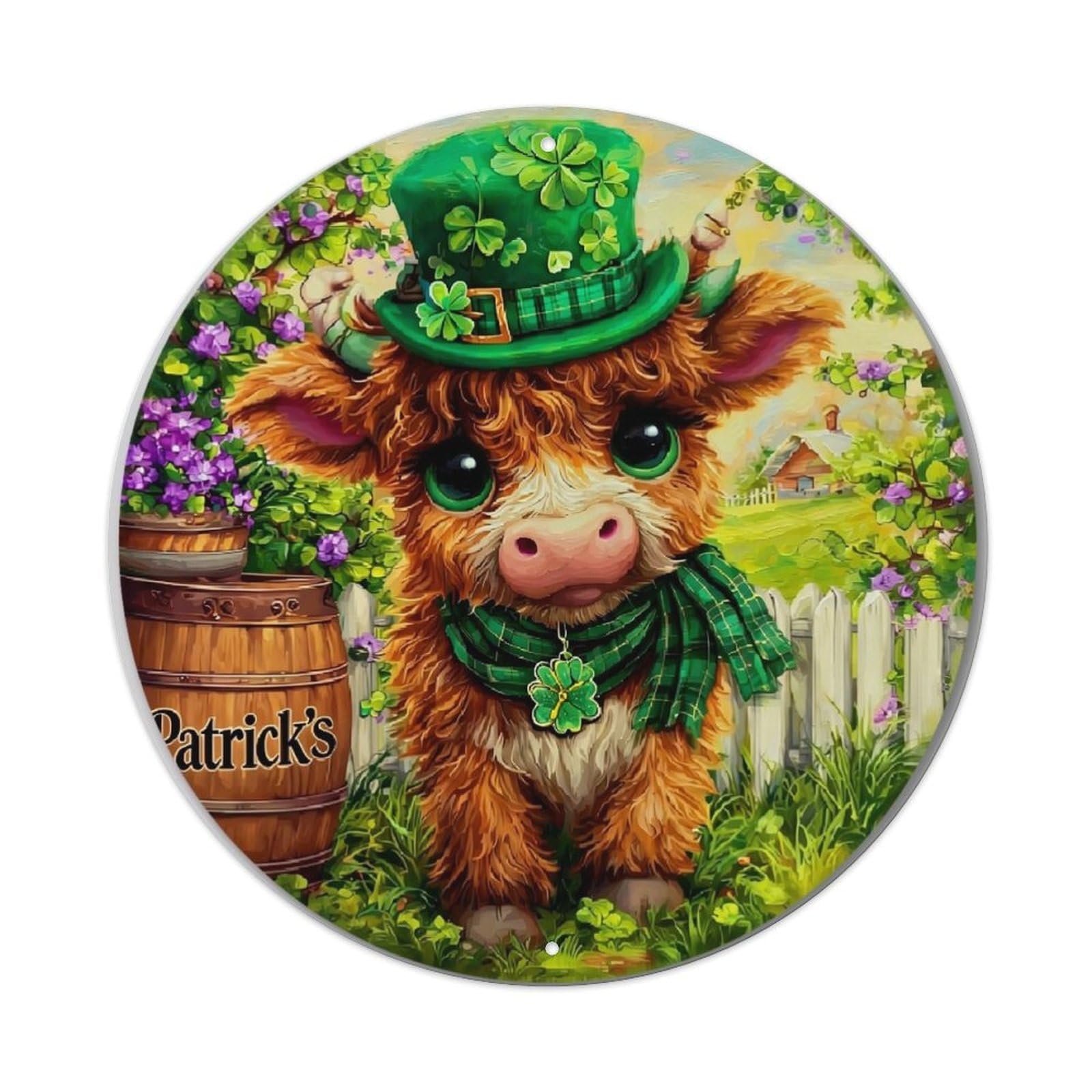 St Patrick S Day Calf Retro Metal Tin Sign, Vintage Metal Poster for home, Gaming Room, Studio Workshop,Bar,Garage Wall Art Decor 8x8 inch