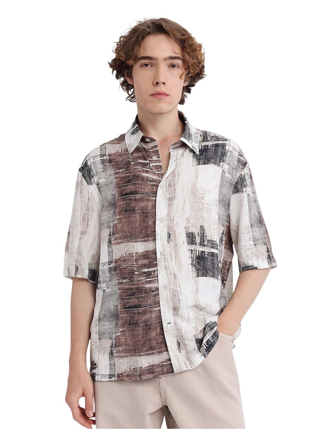 Rare Rabbit Boxy fit Abstract Print Shirt