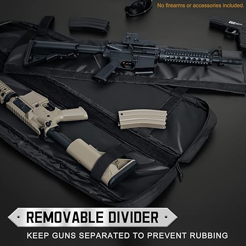 Miniatura 3 de DULCE DOM - Funda doble para rifle de 38 42 44 pulgadas, funda táctica suave para campo de tiro, divisor móvil para 1 o 2 engranajes, múltiples