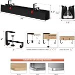 Univivi No Drill Cable Management Tray Under Desk,36" Cord Organizer,Clamp-on/Screw Mount Desk Cable Management,Hidden Storage Computer Wire for Office,Home,Premium Fabric Cable Management Tray