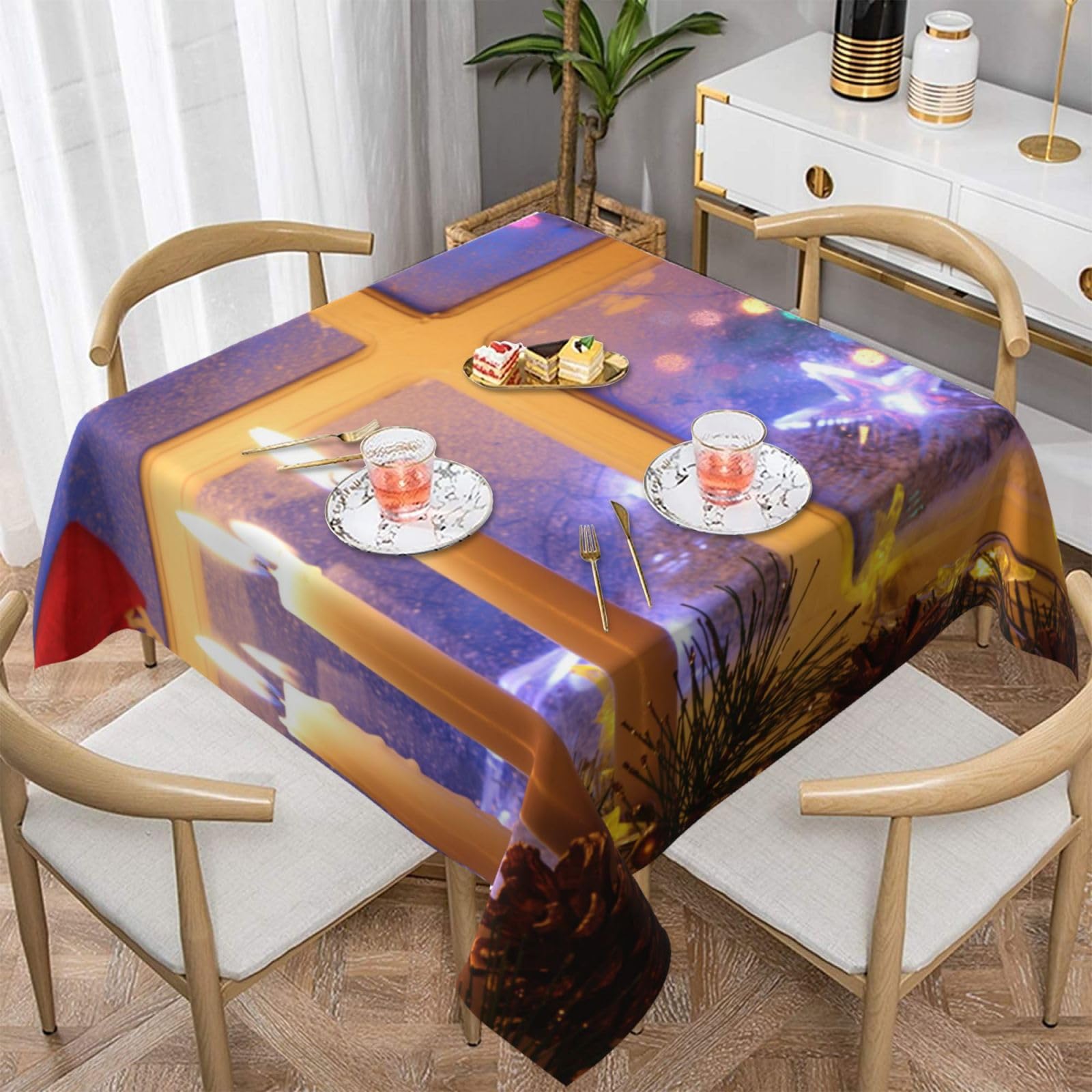 Nappe Merry Christmas anti-poussière et décoration de cuisine résistante aux plis