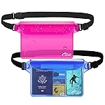 AiRunTech Waterproof Pouch with Waist Strap (2 Pack) | Beach Accessories Best Way to Keep Your Phone and Valuables Safe and Dry | Perfect for Boating Swimming Snorkeling Kayaking Beach Pool Water Park