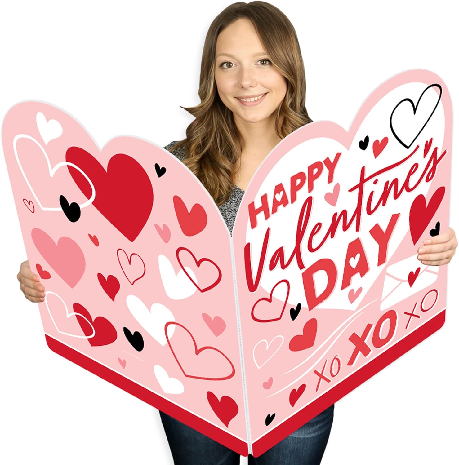 Big Dot of Happiness Happy Valentine’s Day - Kids Valentine’s Day Giant Greeting Card - Big Shaped Jumborific Card - 16.5 x 22 inches