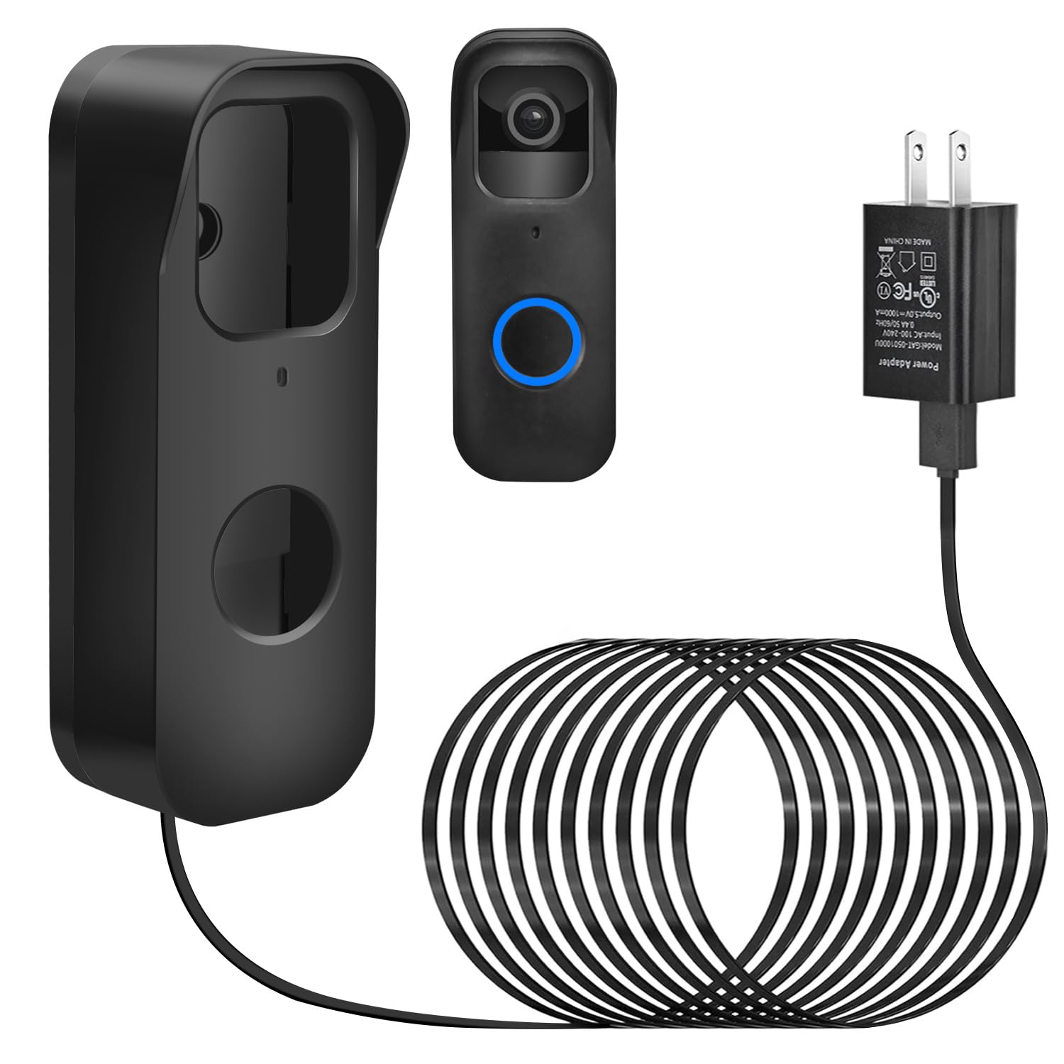 Blink Video Doorbell 2in1 Power Cable with Adapter and Adhesive Doorbell Mount, 16.4ft/5m Weatherproof Charging Cord