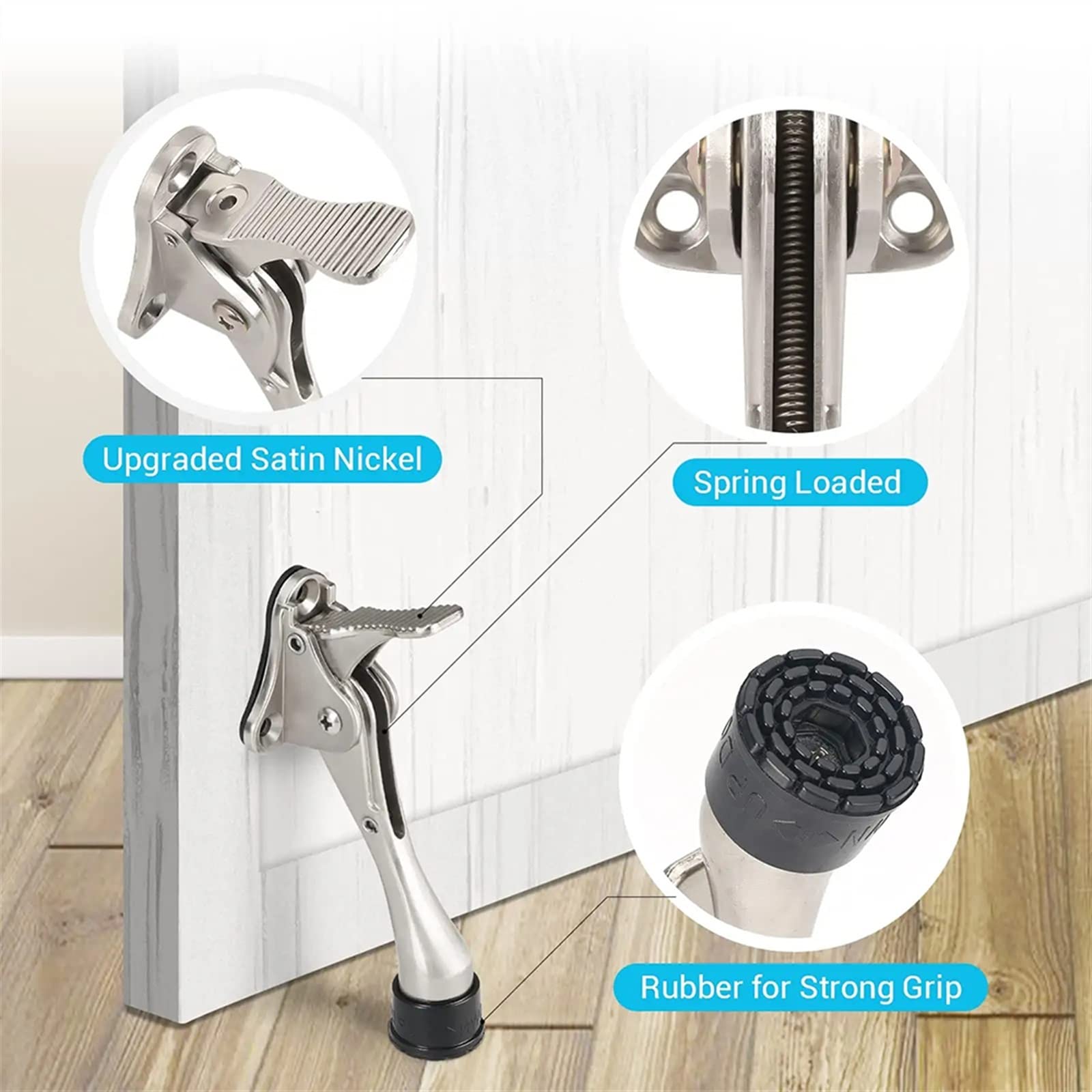 Tope de puerta semiautomático, tope de puerta abatible silencioso y resistente, altura ajustable, almohadilla de goma para pie, tope de puerta con pedal, 1 pieza (color: pequeño - bronce verde, tama