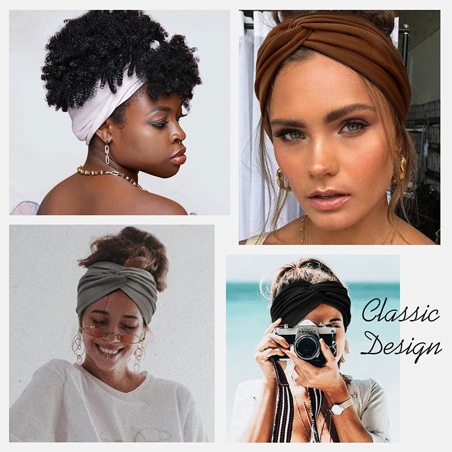 4 Fasce Per Capelli Donna FULZTEY – Larghe, Annodate, Antiscivolo, Stampa Paisley, Per Yoga, Corsa, Palestra, Turbante Moda