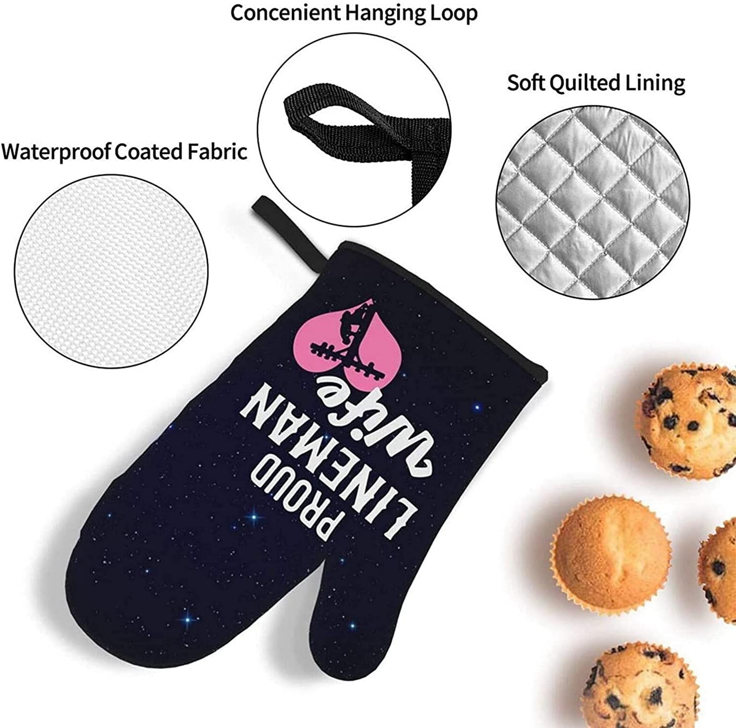 Proud Lineman Wife Oven Mitts and Pot Holders Set of 4 Kitchen Set for Cooking